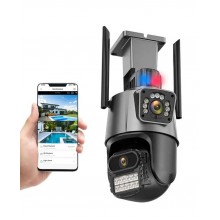 Вулична охоронна поворотна WIFI камера 8MP Dual Lens (сирена, iCSee) Вулична охоронна поворотна WIFI камера 8MP Dual Lens (сирена, iCSee)