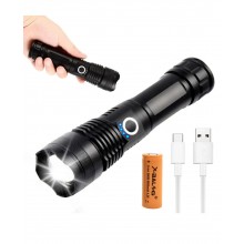 Потужний акумуляторний ліхтар USB, 1500Lm, до 1200 м, ZOOM, BLX71-P90, 5 режимів, вологостійкість та ударостійкість, Чорний Потужний акумуляторний ліхтар USB, 1500Lm, до 1200 м, ZOOM, BLX71-P90, 5 режимів, вологостійкість та ударостійкість, Чорний