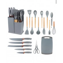 Набір кухонного приладдя із силікону, 19 предметів Kitchen Set, Сірий 