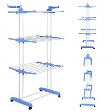 Вертикальна багатоярусна сушарка для одягу на колесах Garment Rack Блакитний Вертикальна багатоярусна сушарка для одягу на колесах Garment Rack Блакитний