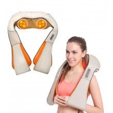 Роликовий масажер для спини, шиї, попереку, сідниць, стегон, ікр Massager of Neck Kneading (Бежевий) + Адаптер для авто