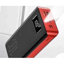Повербанк 30000mah, 2хUSB, Type-C, Lighting, KL112, Червоний / Powerbank зі швидкою зарядкою та з ліхтариком Повербанк 30000mah, 2хUSB, Type-C, Lighting, KL112, Червоний / Powerbank зі швидкою зарядкою та з ліхтариком