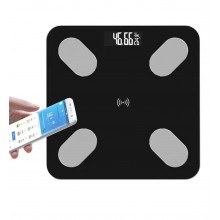 Смарт-ваги підлогові електронні 180 кг, 26x26 см, Bluetooth, вимірювання ваги та співвідношення  м'язових, жирових і кісткових тканин (Чорний)